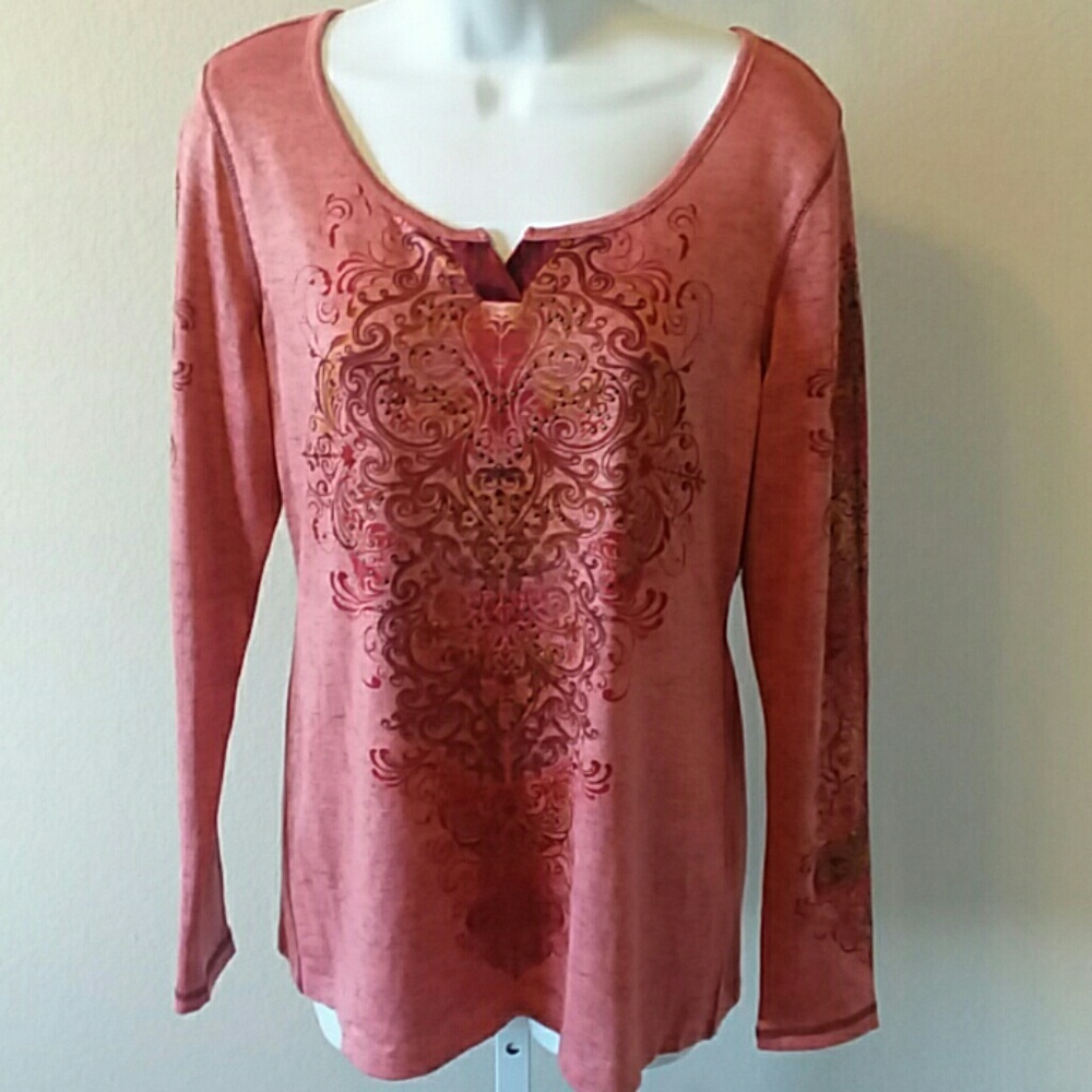 Dress Barn Coral Color Long Sleeve Top